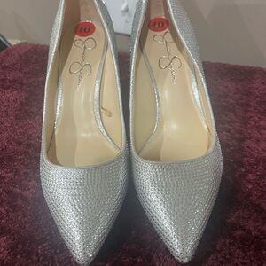 Jessica Simpson Shimmering Silver Heels